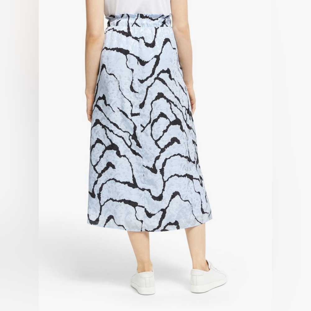 GESTUZ Aylin Ripple-print Satin Long Skirt